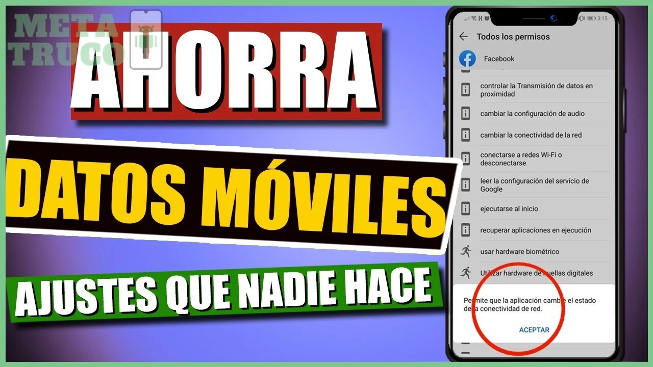 Acceso a los ajustes de red y datos móviles en tu celular