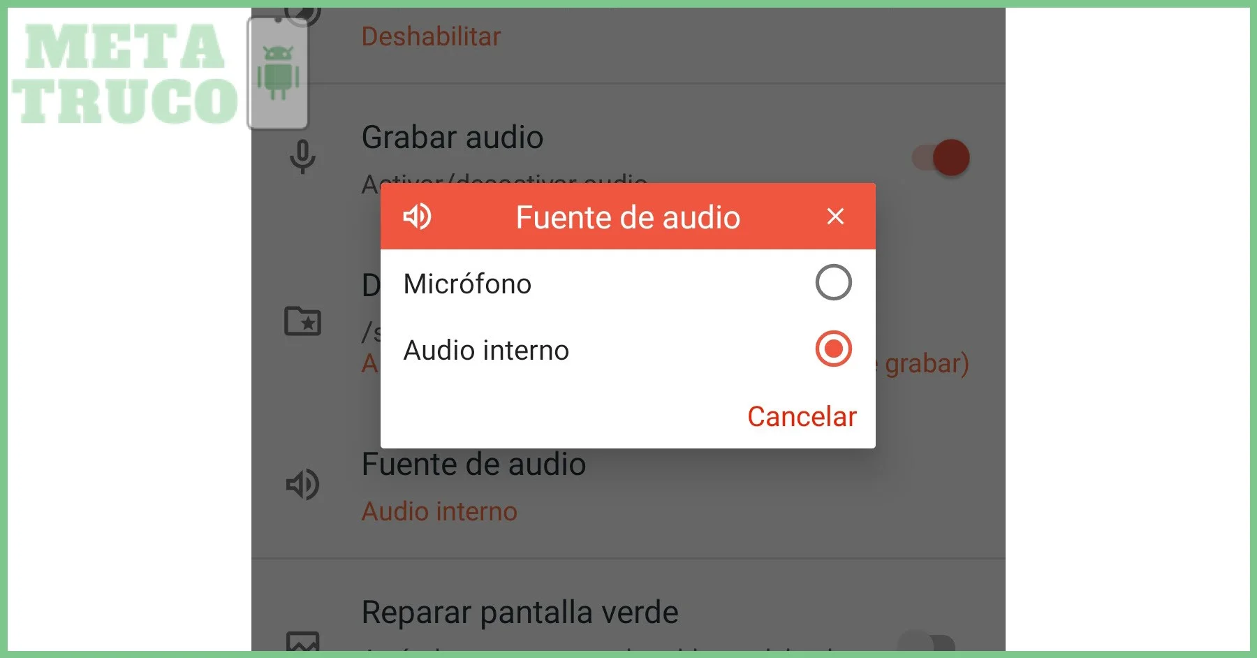 Cómo grabar pantalla en Android con audio interno