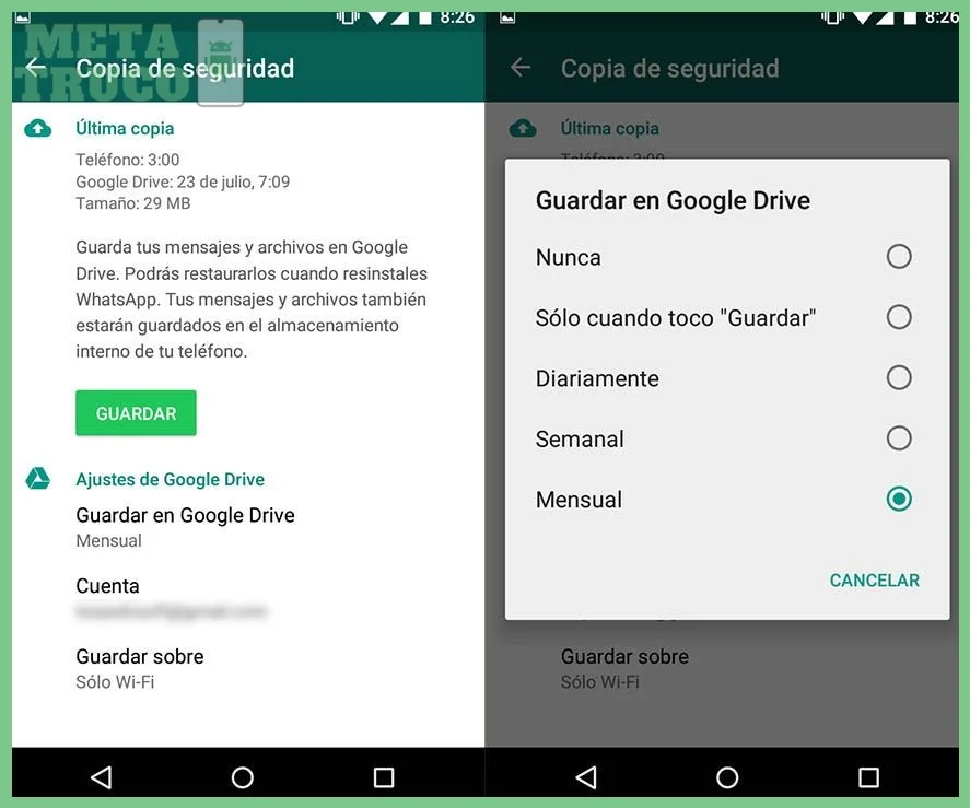 Cómo hacer una copia de seguridad de WhatsApp en Google Drive