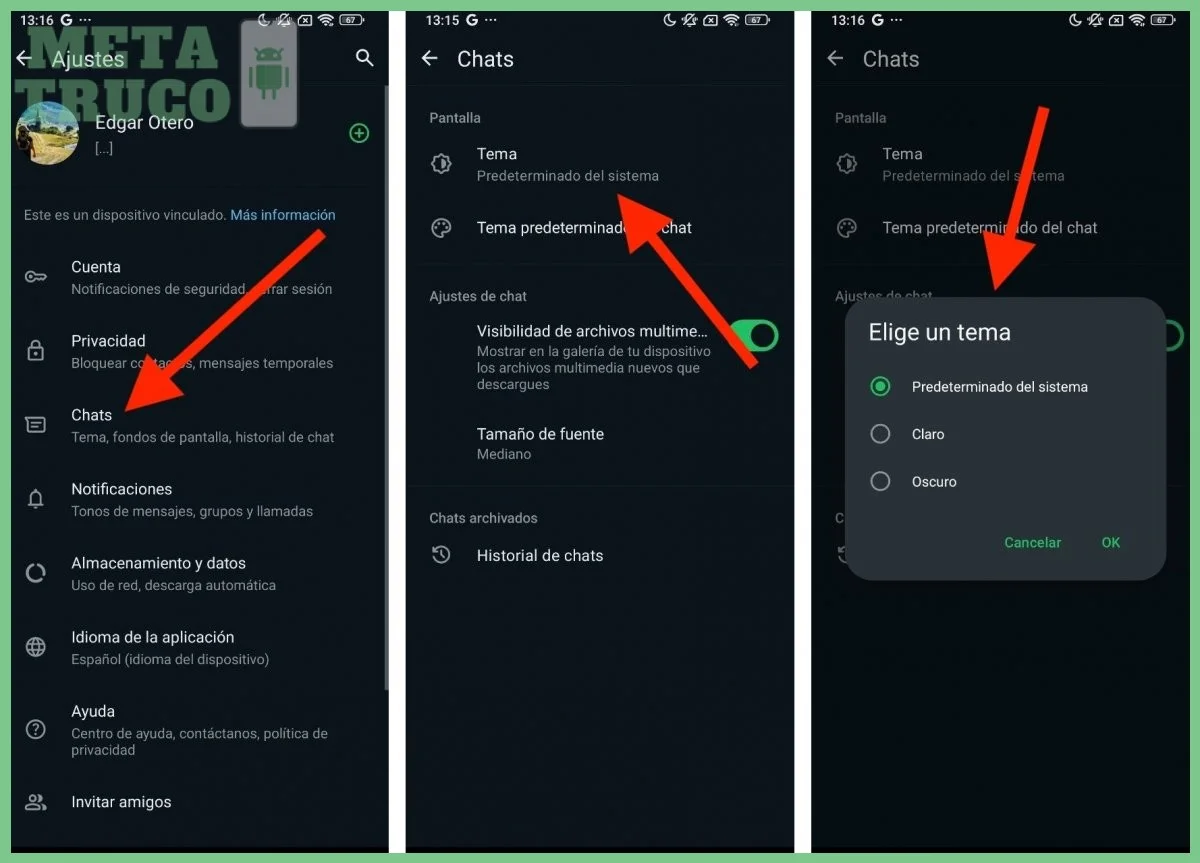 Diferencias entre cambiar color de burbuja y cambiar fondo de pantalla