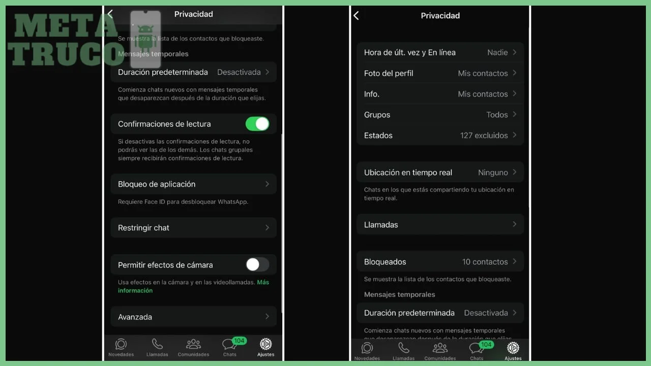 Paso 1 — Acceder a los ajustes de privacidad en WhatsApp