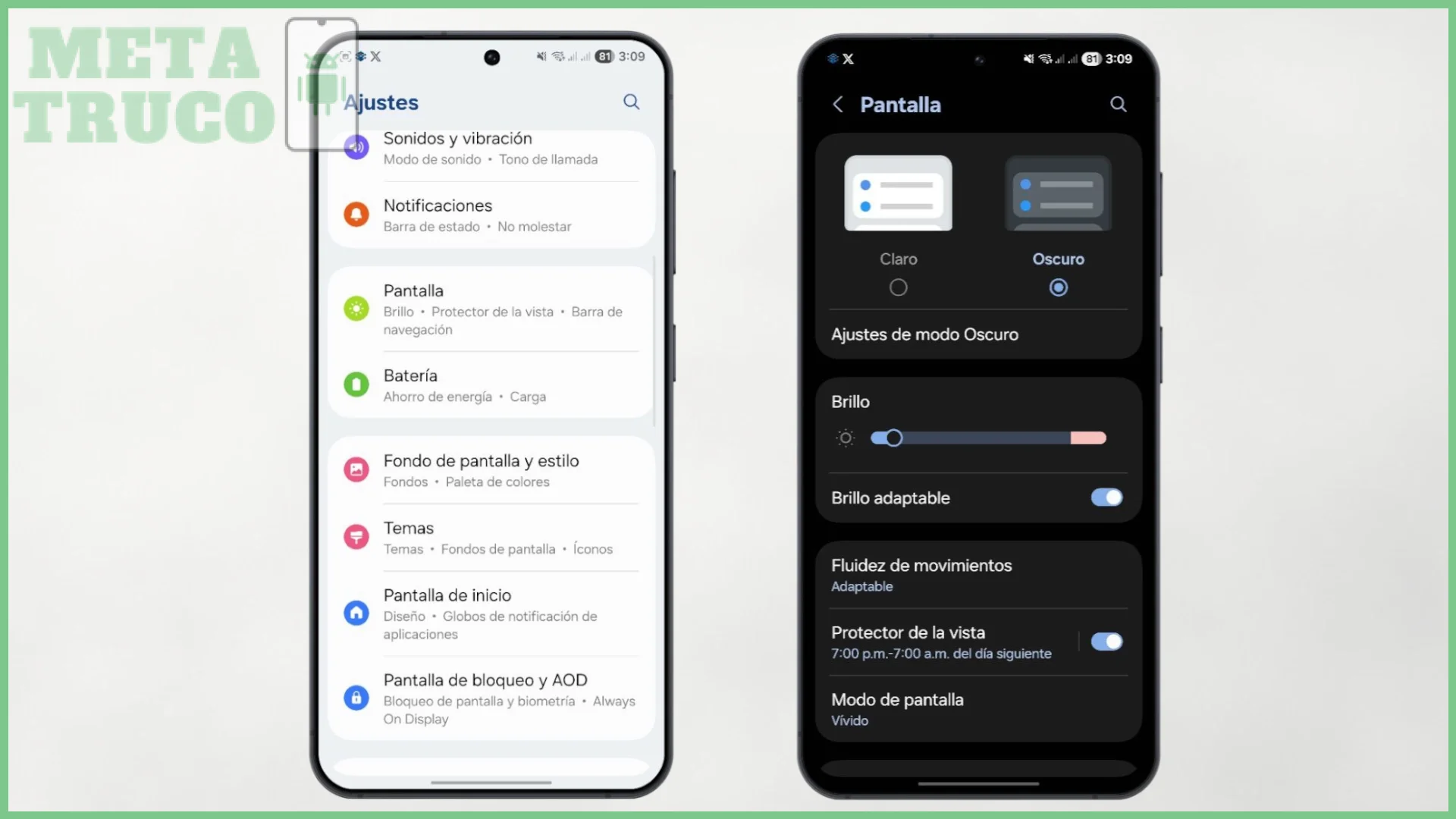 Paso 1 — Cómo buscar el interruptor del modo oscuro en Ajustes