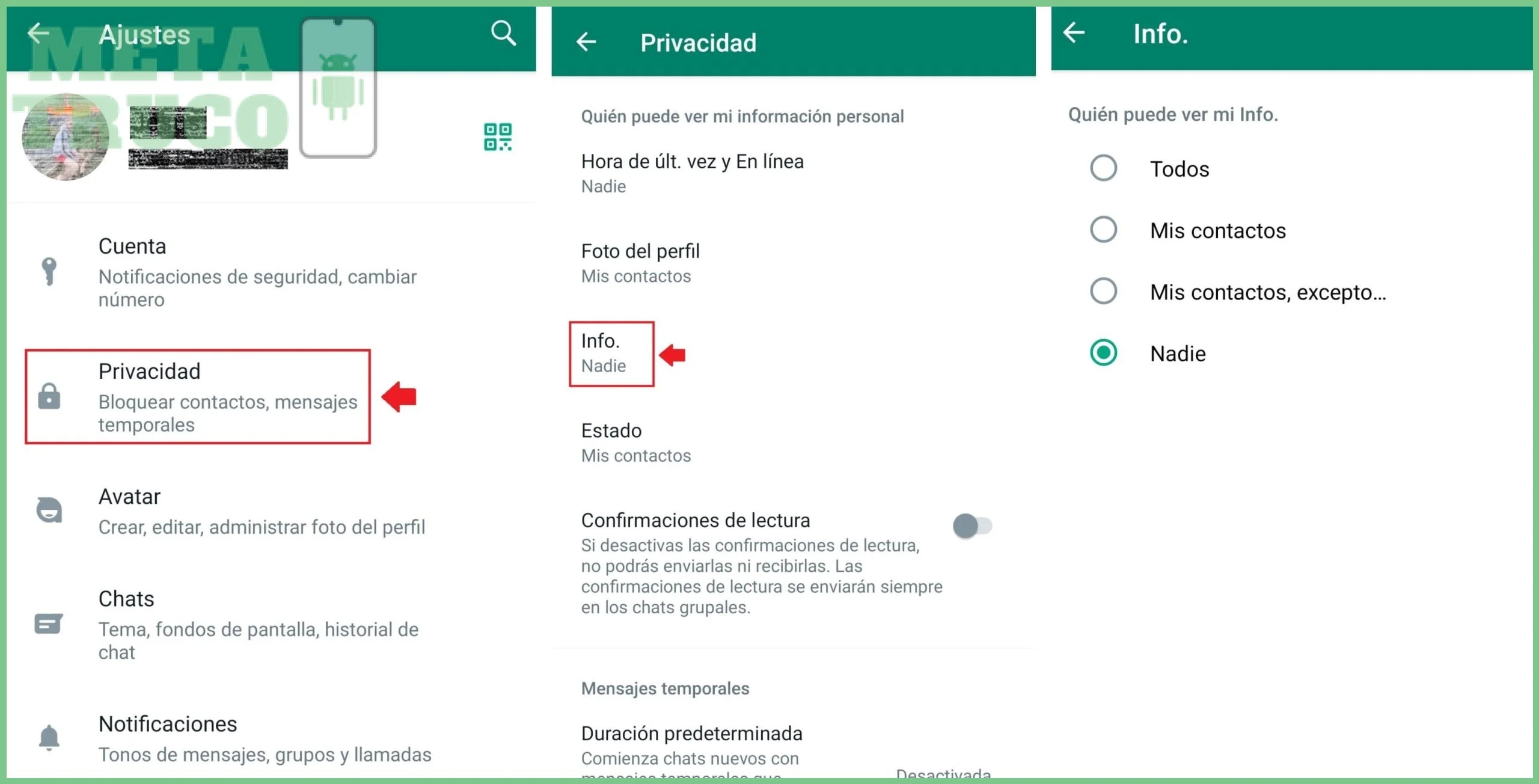 Paso 1 — Deshabilitar la descarga automática de fotos de perfil en WhatsApp