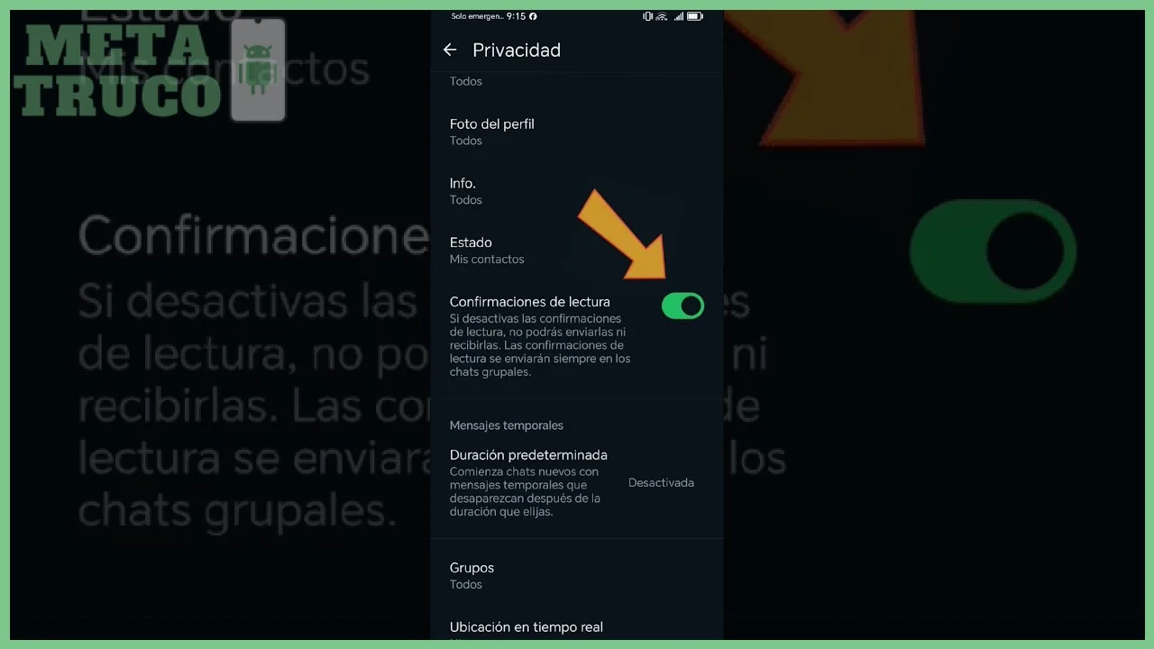 Seleccionar «Privacidad» dentro del menú de ajustes